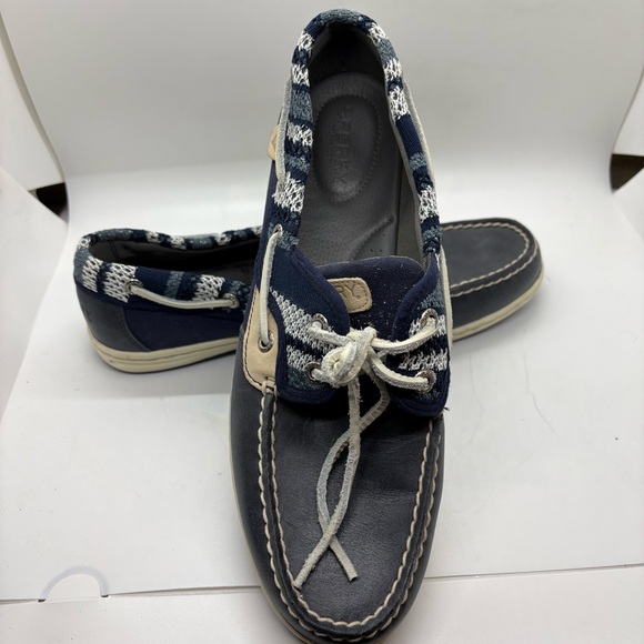 Sperry Other - Sperry Top Siders Bluefish Navy and Beige Boat Shoes Size 10 worn once